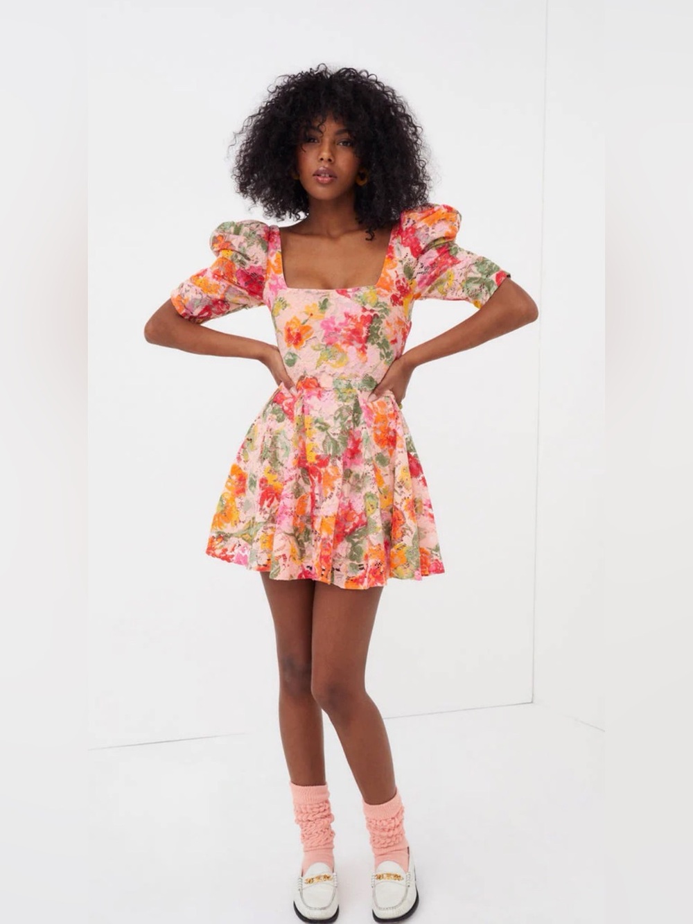 For Love & Lemons Dascha Puff Sleeve Mini Dress